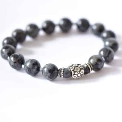 Edelstein - Armband aus Spektrolith & Hämatit mit 925er Silber große Kugeln Spektrolite