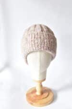 Kuschelige Kaschmir Woll Melange Mütze Strickmütze - Grobstrick-Beanie mit großem Umschlag Rose – Bild 2