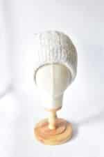 Kuschelige Kaschmir Woll Melange Mütze Strickmütze - Grobstrick - Beanie mit großem Umschlag weiß – Bild 2