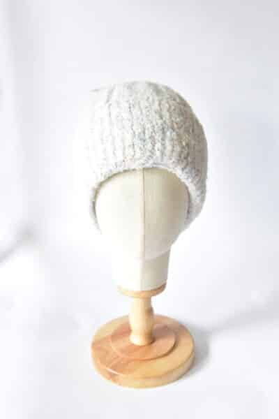 Kuschelige Kaschmir Woll Melange Mütze Strickmütze - Grobstrick - Beanie mit großem Umschlag weiß – Bild 2