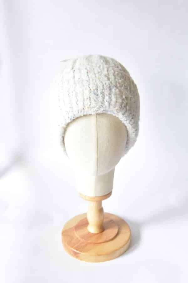 Kuschelige Kaschmir Woll Melange Mütze Strickmütze - Grobstrick - Beanie mit großem Umschlag weiß – Bild 2