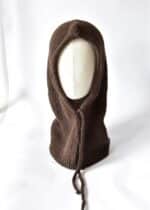 Trendige Grobstrick Schalmütze als Mütze & Schal tragbar  – Warme & Weiche Mütze Schal für Damen/Herren Schokobraun