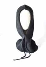 Trendige Grobstrick Schalmütze  als Mütze & Schal tragbar  – Warme & Weiche Mütze Schal für Damen/Herren Schwarz