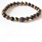 Herren Edelstein - Armband aus Tigerauge & Onyx mit 925er Silber – Bild 2