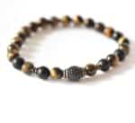 Herren Edelstein - Armband aus Tigerauge & Onyx mit 925er Silber