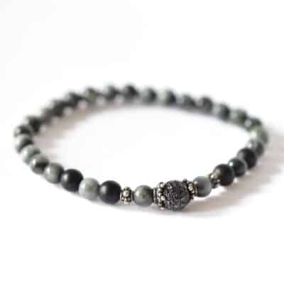 Herren Edelstein - Armband aus Falkenauge & Onyx mit 925er Silber