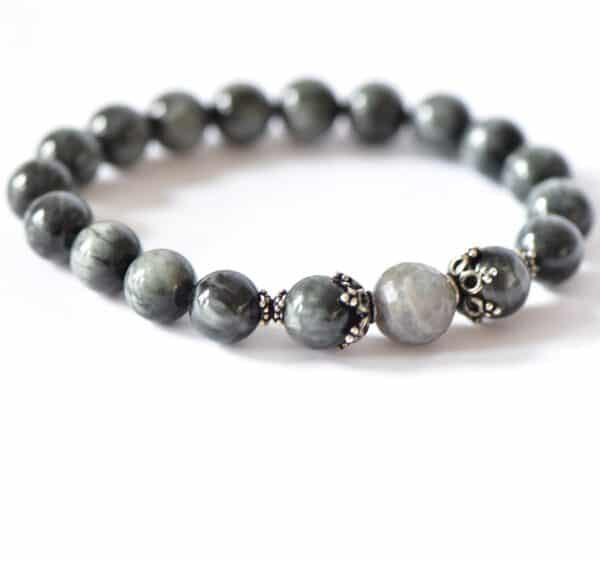 Edelstein - Armband aus Falkenauge & Labradorit mit 925er Silber große Kugeln – Bild 3