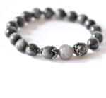 Edelstein - Armband aus Falkenauge & Labradorit mit 925er Silber große Kugeln