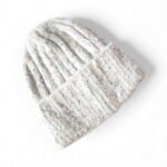 Kuschelige Kaschmir Woll Melange Mütze Strickmütze - Grobstrick - Beanie mit großem Umschlag weiß – Bild 3