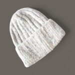 Kuschelige Kaschmir Woll Melange Mütze Strickmütze - Grobstrick - Beanie mit großem Umschlag weiß – Bild 4