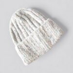 Kuschelige Kaschmir Woll Melange Mütze Strickmütze - Grobstrick - Beanie mit großem Umschlag weiß