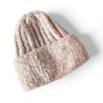Kuschelige Kaschmir Woll Melange Mütze Strickmütze - Grobstrick-Beanie mit großem Umschlag Rose – Bild 4