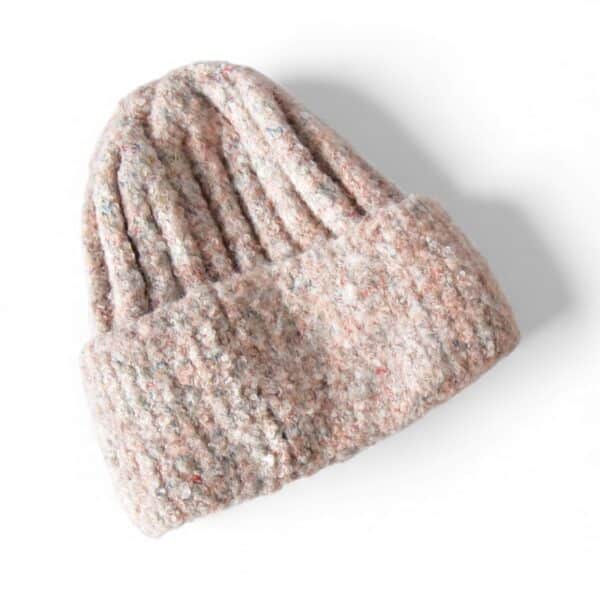 Kuschelige Kaschmir Woll Melange Mütze Strickmütze - Grobstrick-Beanie mit großem Umschlag Rose – Bild 4