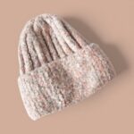 Kuschelige Kaschmir Woll Melange Mütze Strickmütze - Grobstrick-Beanie mit großem Umschlag Rose