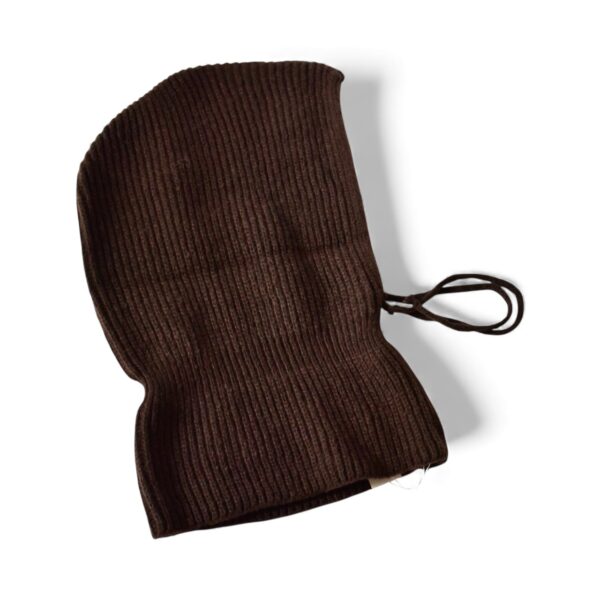 Trendige Grobstrick Schalmütze als Mütze & Schal tragbar  – Warme & Weiche Mütze Schal für Damen/Herren Schokobraun – Bild 3
