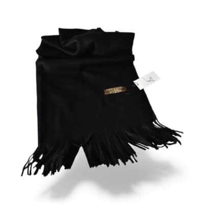 Dicht Gewebter Kaschmir Wollschal mit Fransen – Warmer & Weicher Schal für Damen/Herren, 200×80 cm schwarz
