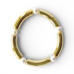 Zauberhaftes Armband 5 Farben Röhrchen Armband mit Muschelkernperlen Gold – Bild 19