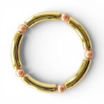 Zauberhaftes Armband 5 Farben Röhrchen Armband mit Muschelkernperlen Gold – Bild 14