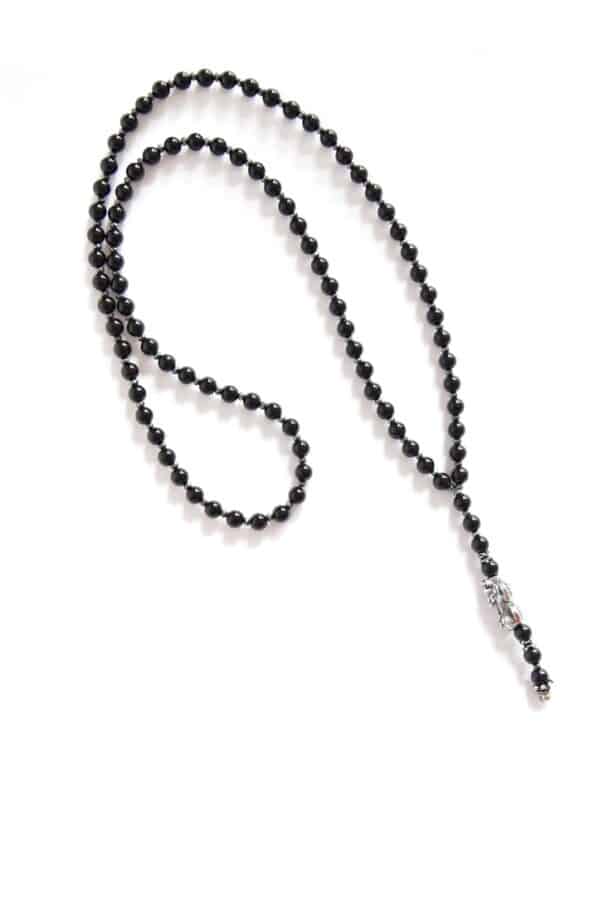 Leichte Halblange Onyx Y Halskette 925er Silber Fu Dog Foo Dog – Bild 3