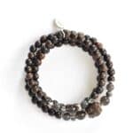 Dreireihiges Ebenholz Armband mit handgeschnitztem Buddha in dunkelbraun schwarz 925er Silber Icy Agate – Bild 2