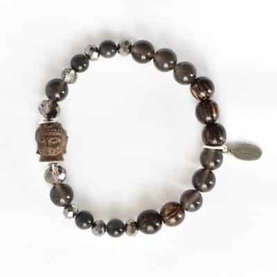 Ebenholz Armband mit handgeschnitztem Buddha in dunkelbraun schwarz 925er Silber Icy Agate