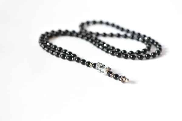 Leichte Halblange Onyx Y Halskette 925er Silber Fu Dog Foo Dog – Bild 2