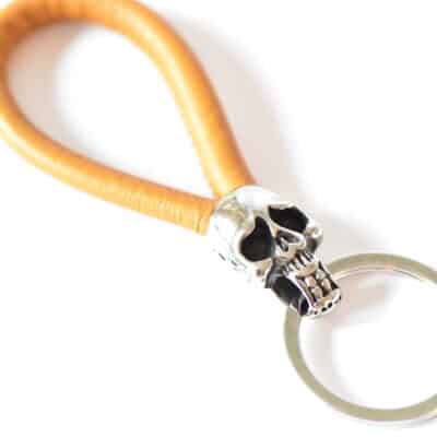 Schlüssel Leder Anhänger Edelstahl Cognac