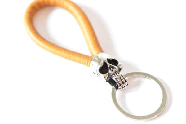 DSC_3061 Schlüssel Leder Anhänger Edelstahl Cognac – Bild 1