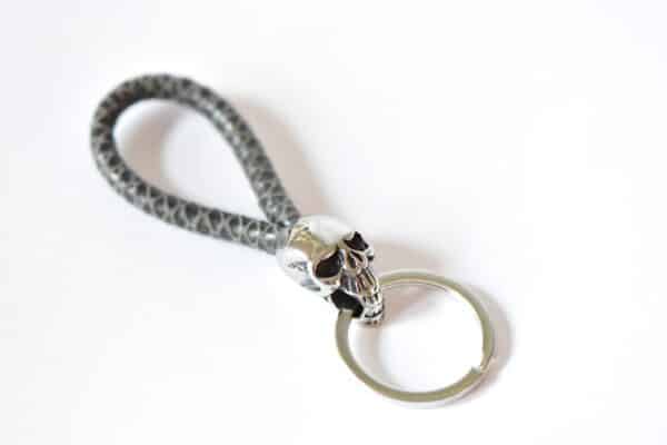Schlüssel Leder Anhänger Edelstahl Anthrazit – Bild 1