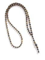 Edle Tigeraugenkette mit Onyx Y Halskette 925er Silber schwarze Rhinestone Kugel – Bild 5