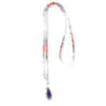 Feine Halskette mit in Silber eingefasstem Amethyst Tropfen Lila Orange – Bild 2