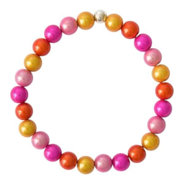 Silberkugel Farbverlauf Buntes Miracle Bead  Armband – Bild 8