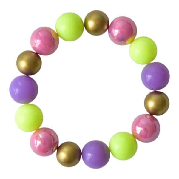 5 Varianten! Armband Miami Beach Gold Bunter Kugelmix – Bild 7