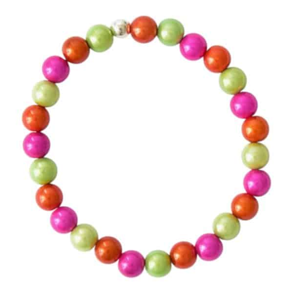 Silberkugel Farbverlauf Buntes Miracle Bead  Armband – Bild 4