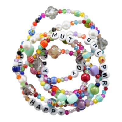 Affirmations Armband bunte Glasperlen Millefiori