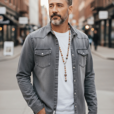 Fossil Jaspis Edelstein Halskette