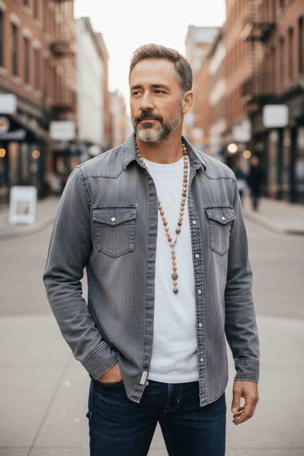 Fossil Jaspis Edelstein Halskette – Bild 1