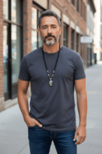 Kraftvolle Labradorit Skull Onyx Halskette mittellang