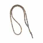 Edle Tigeraugenkette mit Onyx Y Halskette 925er Silber schwarze Rhinestone Kugel