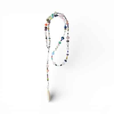 Halskette mit  weißem Achat Tropfen und Opal – Bild 7