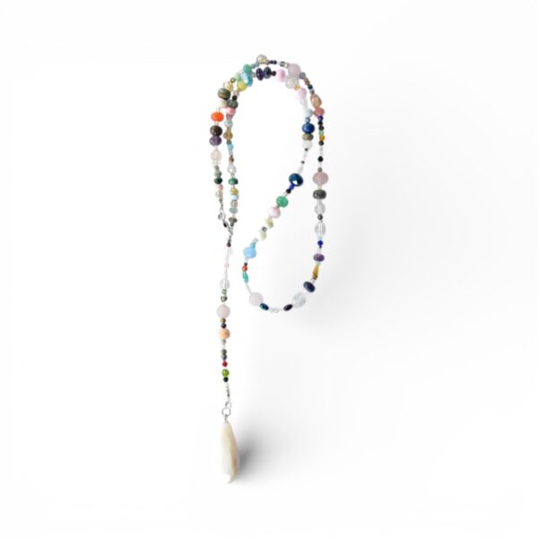 Halskette mit  weißem Achat Tropfen und Opal – Bild 7