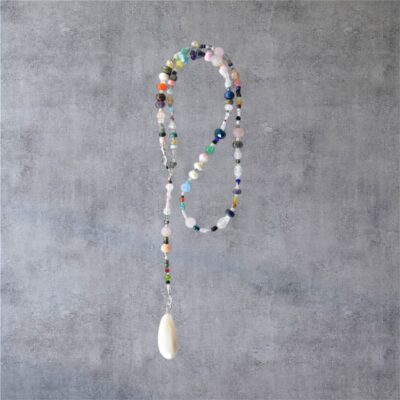 Halskette mit  weißem Achat Tropfen und Opal – Bild 8