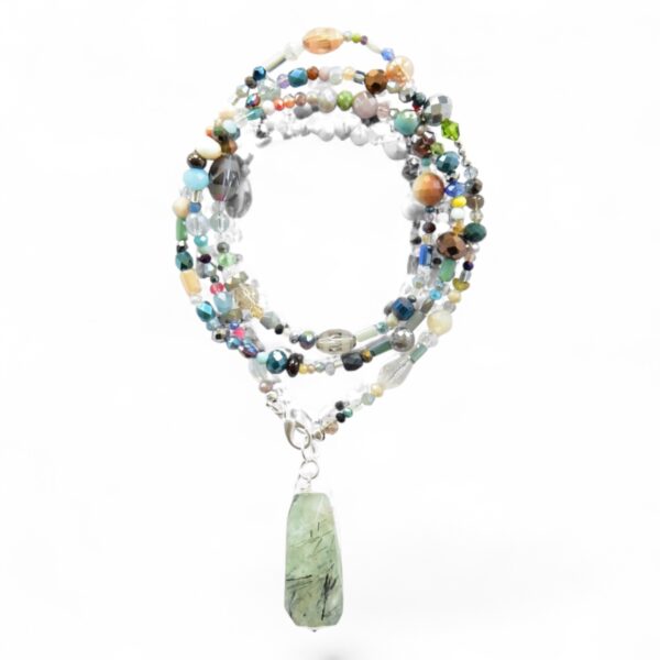 Halskette mit  großem Phrenit Tropfen – Bild 8