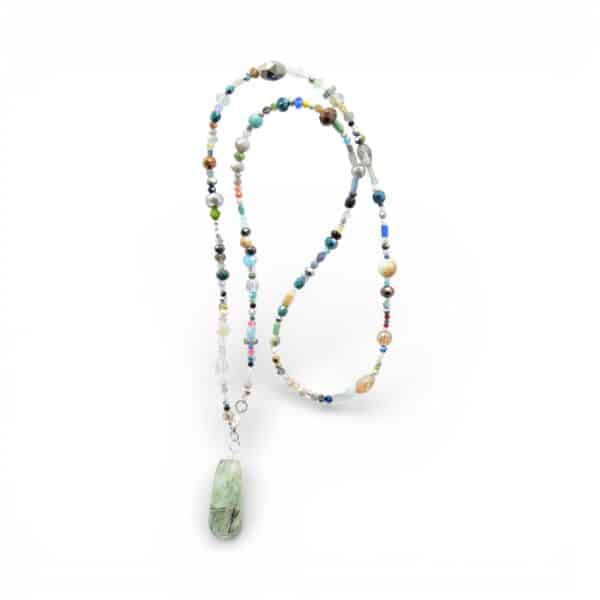 Halskette mit  großem Phrenit Tropfen – Bild 5