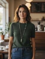 Halskette mit  großem Phrenit Tropfen