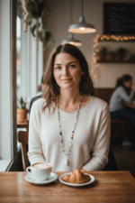 Halskette mit  weißem Achat Tropfen und Opal – Bild 4