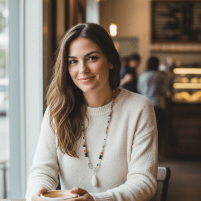 Halskette mit  weißem Achat Tropfen und Opal