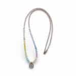 Edle Halskette mit Edelstein Rondellen und vergoldetem Medaillon – Bild 3