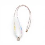 Edle Halskette mit Edelstein Rondellen und vergoldetem Medaillon – Bild 2