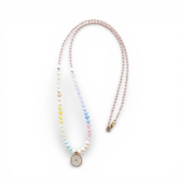 Edle Halskette mit Edelstein Rondellen und vergoldetem Medaillon – Bild 2